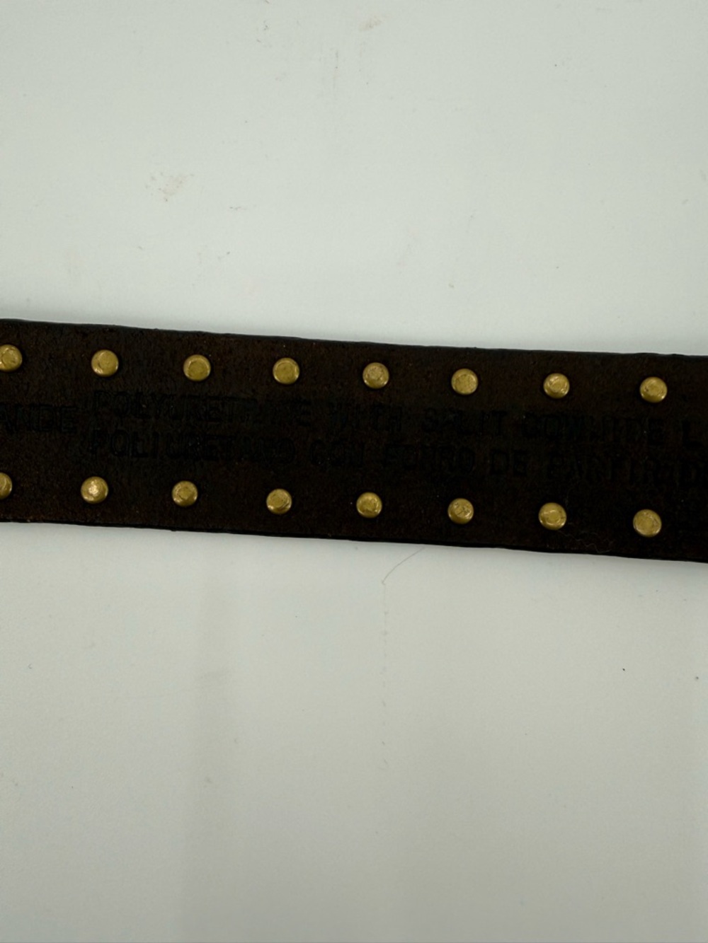 Studded Faux Leather Dark Brown with Gold Tone Buckle Classic Casual Waist Belt - Picture 7 of 9